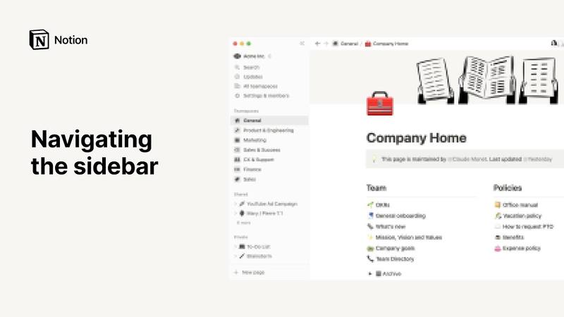 Navigate with the sidebar